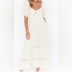 Show Me Your Mumu Zen Midi Dress in Midsummer Ivory size medium